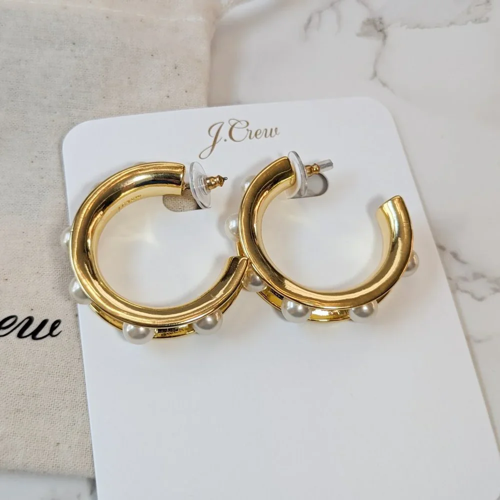 J.Crew Pearl-studded Hoop Earrings - Picture 7 of 8
